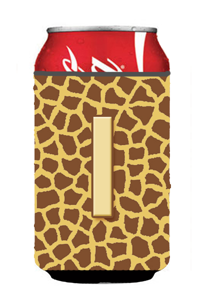 Letter I Initial Monogram - Giraffe Can Or Bottle Hugger