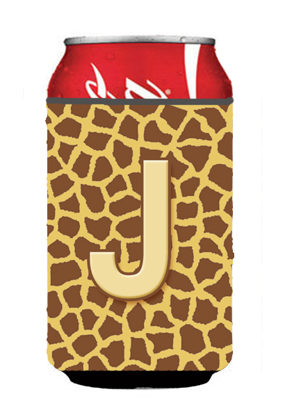 Letter J Initial Monogram - Giraffe Can Or Bottle Hugger