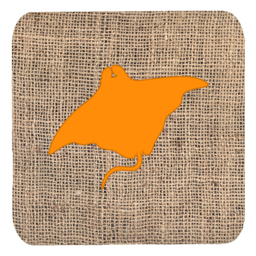 Manta Ray Burlap And Orange Foam Coasters - Set 4, 3.5 x 3.5 In.