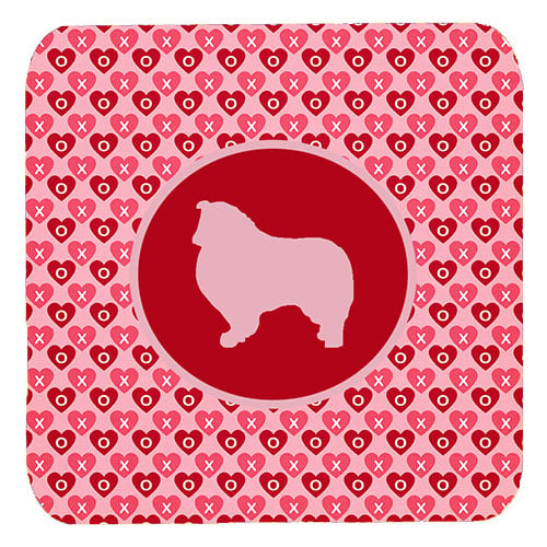 Collie Valentine Hearts Foam Coasters - Set 4, 3.5 x 3.5 In.