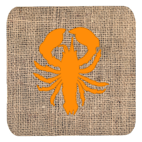 Lobster Burlap And Orange Foam Coasters - Set 4, 3.5 x 3.5 In.
