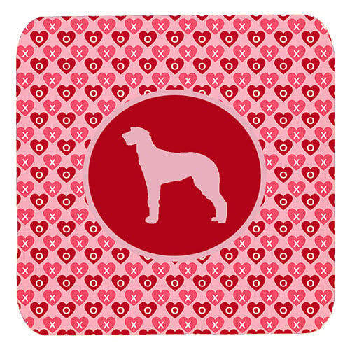 Scottish Deerhound Valentine Hearts Foam Coasters - Set 4, 3.5 x 3.5 In.