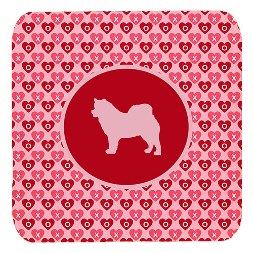 Alaskan Malamute Valentine Hearts Foam Coasters - Set 4, 3.5 x 3.5 In.