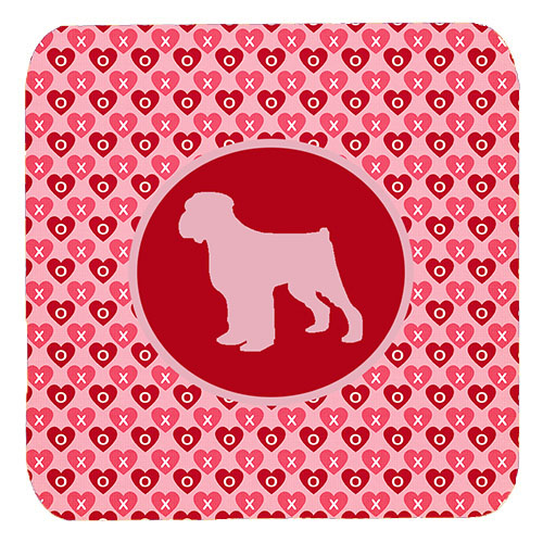 Black Russian Terrier Valentine Hearts Foam Coasters - Set 4, 3.5 x 3.5 In.