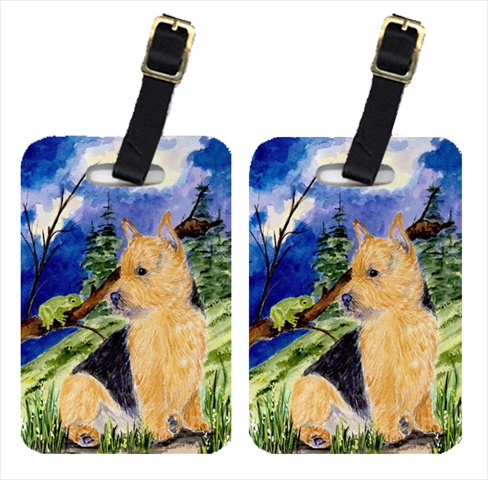 Norwich Terrier Luggage Tag - Pair 2- 4 x 2.75 In.