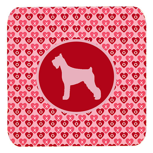 Schnauzer Giant Valentine Hearts Foam Coasters - Set 4, 3.5 x 3.5 In.
