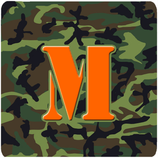 Monogram - Camo Green Foam Coasters- Initial Letter M - Set 4- 3.5 x 3.5 In.