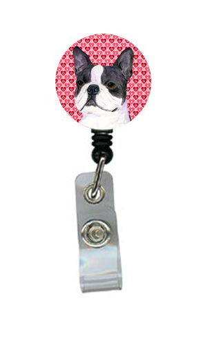 Boston Terrier Retractable Badge Reel Or Id Holder With Clip