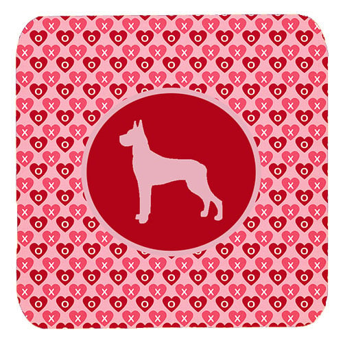 Great Dane Valentine Hearts Foam Coasters - Set 4, 3.5 x 3.5 In.