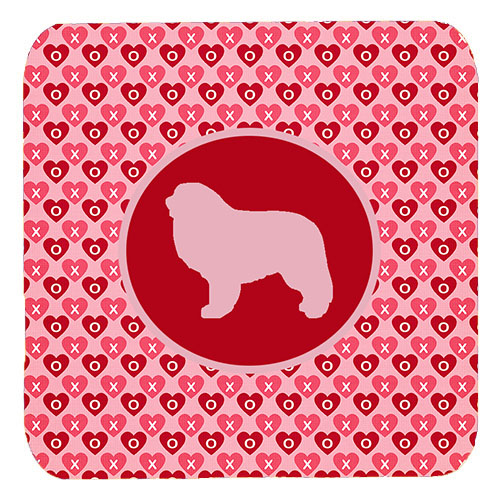 Great Pyrenees Valentine Hearts Foam Coasters - Set 4, 3.5 x 3.5 In.