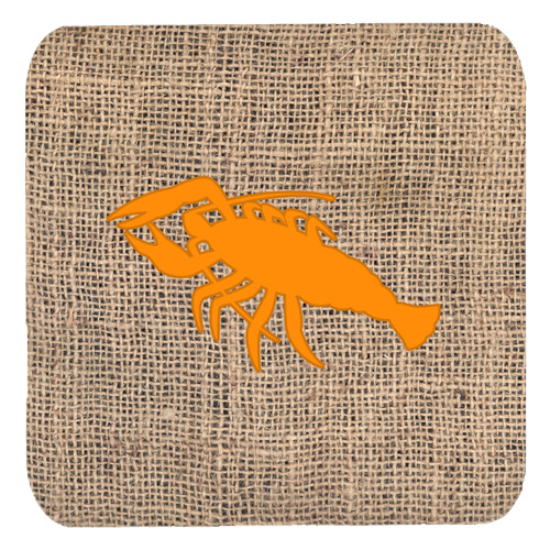 Lobster Burlap And Orange Foam Coasters - Set 4, 3.5 x 3.5 In.