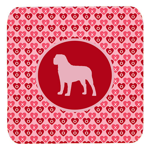 Mastiff Valentine Hearts Foam Coasters - Set 4- 3.5 x 3.5 In.