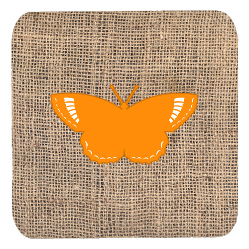 Butterfly Burlap And Orange Foam Coasters - Set 4, 3.5 x 3.5 In.