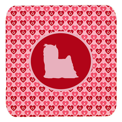 Yorkie Valentine Hearts Foam Coasters - Set 4, 3.5 x 3.5 In.