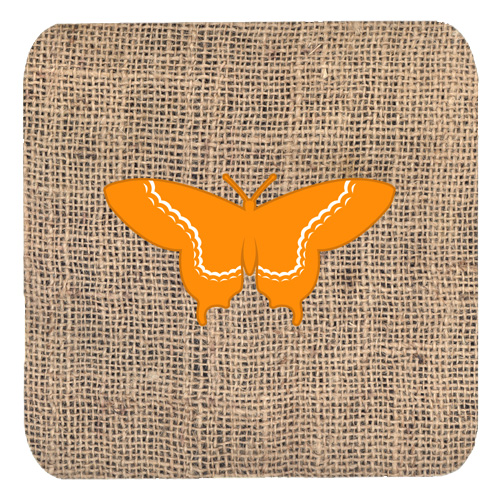 Butterfly Burlap And Orange Foam Coasters - Set 4, 3.5 x 3.5 In.
