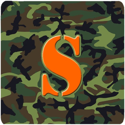 CJ1030-SFC Monogram - Camo Green Foam Coasters- Initial Letter S - Set 4- 3.5 x 3.5 In.