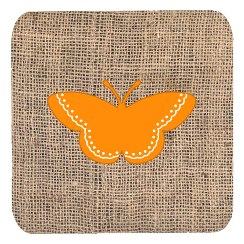Butterfly Burlap And Orange Foam Coasters - Set 4, 3.5 x 3.5 In.