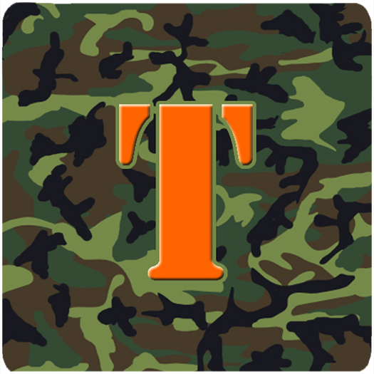 CJ1030-TFC Monogram - Camo Green Foam Coasters- Initial Letter T - Set 4- 3.5 x 3.5 In.