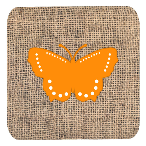 Butterfly Burlap And Orange Foam Coasters - Set 4, 3.5 x 3.5 In.