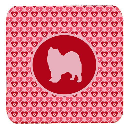 Samoyed Valentine Hearts Foam Coasters - Set 4, 3.5 x 3.5 In.