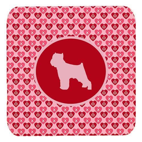 Brussels Griffon Valentine Hearts Foam Coasters - Set 4, 3.5 x 3.5 In.