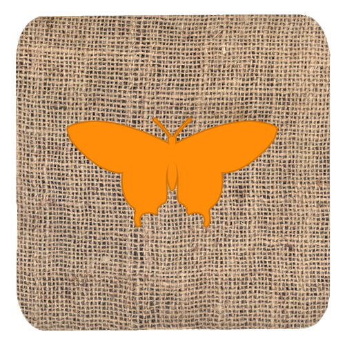 Butterfly Burlap And Orange Foam Coasters - Set 4, 3.5 x 3.5 In.