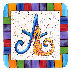 Picture of Carolines Treasures 8424-FC Seahorse Foam Coasters - Set 4- 3.5 x 3.5 In.