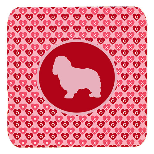 Cavalier Spaniel Valentine Hearts Foam Coasters - Set 4, 3.5 x 3.5 In.