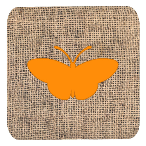 Butterfly Burlap And Orange Foam Coasters - Set 4, 3.5 x 3.5 In.