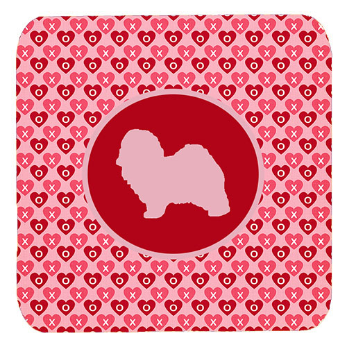 Havanese Valentine Hearts Foam Coasters - Set 4, 3.5 x 3.5 In.