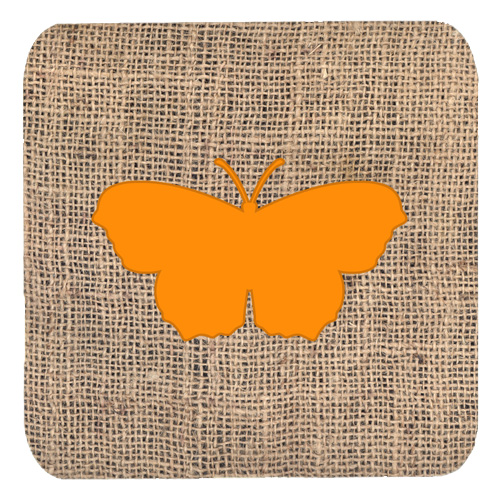 Butterfly Burlap And Orange Foam Coasters - Set 4, 3.5 x 3.5 In.