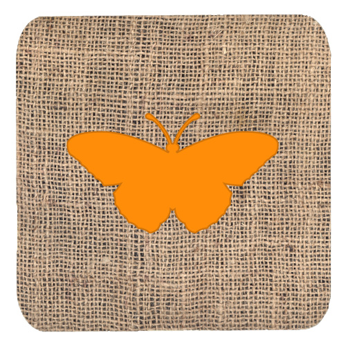 Butterfly Burlap And Orange Foam Coasters - Set 4, 3.5 x 3.5 In.
