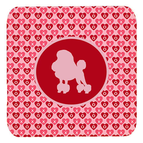 Poodle Valentine Hearts Foam Coasters - Set 4, 3.5 x 3.5 In.