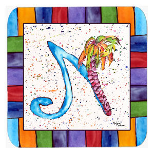 Picture of Carolines Treasures 8437-FC Palm Tree Foam Coasters - Set 4- 3.5 x 3.5 In.