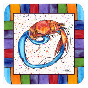 Picture of Carolines Treasures 8438-FC Crawfish Foam Coasters - Set 4- 3.5 x 3.5 In.