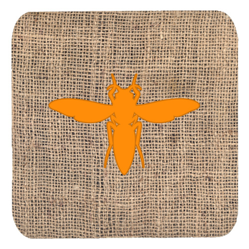 Yellow Jacket Burlap And Orange Foam Coasters - Set 4, 3.5 x 3.5 In.