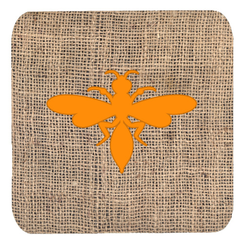 Wasp Burlap And Orange Foam Coasters - Set 4, 3.5 x 3.5 In.