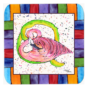 Picture of Carolines Treasures 8440-FC Flamingo Foam Coasters - Set 4- 3.5 x 3.5 In.