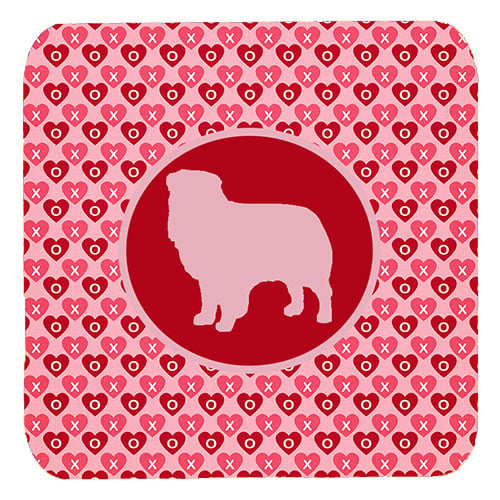 Australian Shepherd Valentine Hearts Foam Coasters - Set 4, 3.5 x 3.5 In.