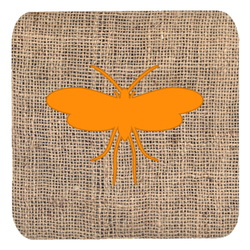 Moth Burlap And Orange Foam Coasters - Set 4, 3.5 x 3.5 In.