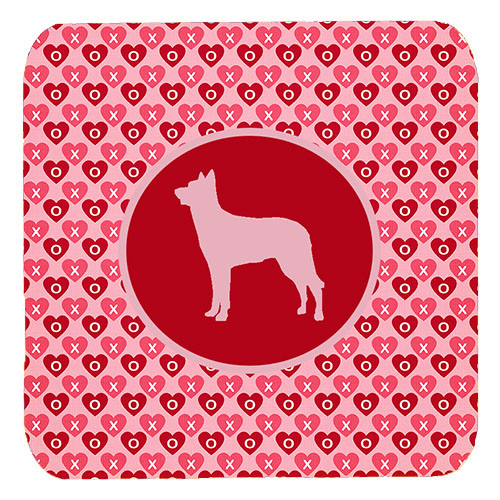Beauceron Valentine Hearts Foam Coasters - Set 4, 3.5 x 3.5 In.