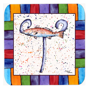Picture of Carolines Treasures 8443-FC Fish Foam Coasters - Set 4- 3.5 x 3.5 In.