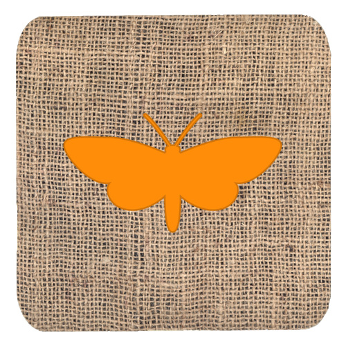 Moth Burlap And Orange Foam Coasters - Set 4, 3.5 x 3.5 In.