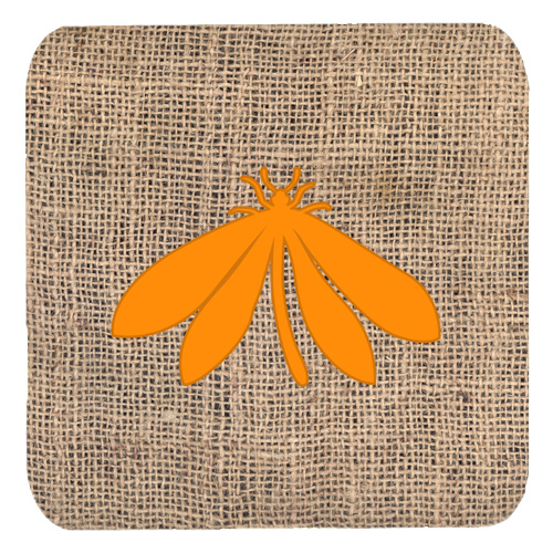 Moth Burlap And Orange Foam Coasters - Set 4, 3.5 x 3.5 In.