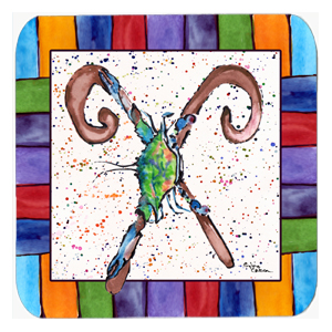 Picture of Carolines Treasures 8447-FC Crab Foam Coasters - Set 4- 3.5 x 3.5 In.