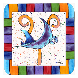 Picture of Carolines Treasures 8448-FC Stingray Foam Coasters - Set 4- 3.5 x 3.5 In.