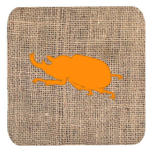 Beetle Burlap And Orange Foam Coasters - Set 4, 3.5 x 3.5 In.