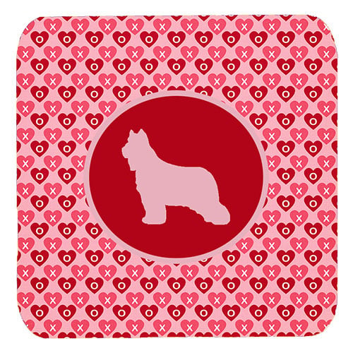 Briard Valentine Hearts Foam Coasters - Set 4, 3.5 x 3.5 In.