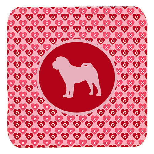 Shar Pei Valentine Hearts Foam Coasters - Set 4, 3.5 x 3.5 In.