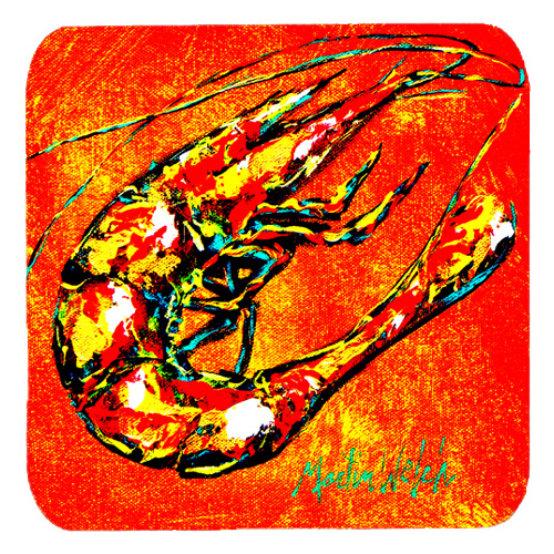 Shrimp Rusty Nail Foam Coasters - Set 4, 3.5 x 3.5 In.